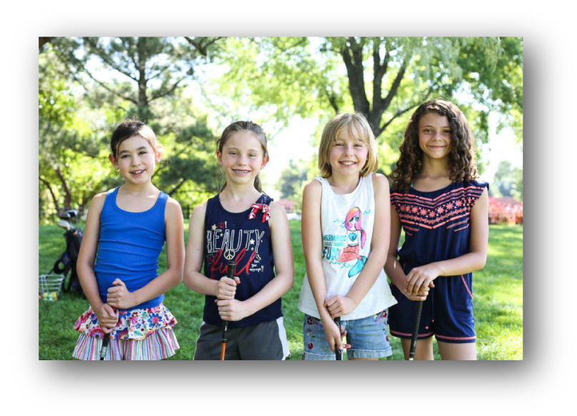 Four Girls Playing Golf at Dream Big Summer Day Camp | Hilltop Denver and Greenwood Village