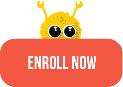 Enroll Now Button with Yellow Mascot Behind It at Dream Big Summer Day Camp | Hilltop Denver and Greenwood Village